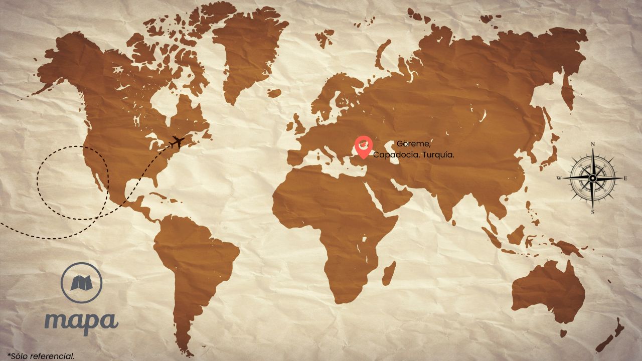 Mapa referencial de Göreme, Capadocia. Turquía.