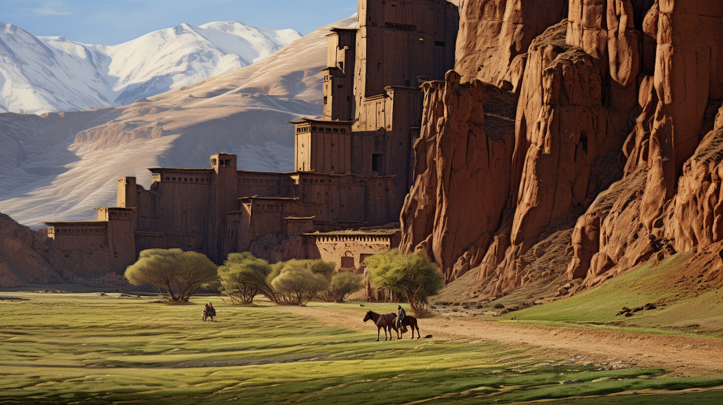 Valle del Bamiyan y las ruinas de las estatuas de buda en Afganistán.