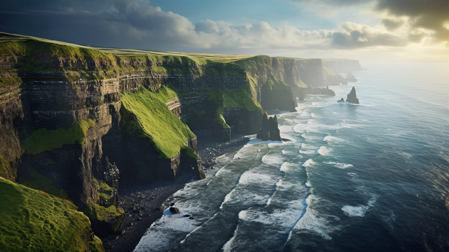 Acantilado de moher en Irlanda y sus vistas al mar atlántico.