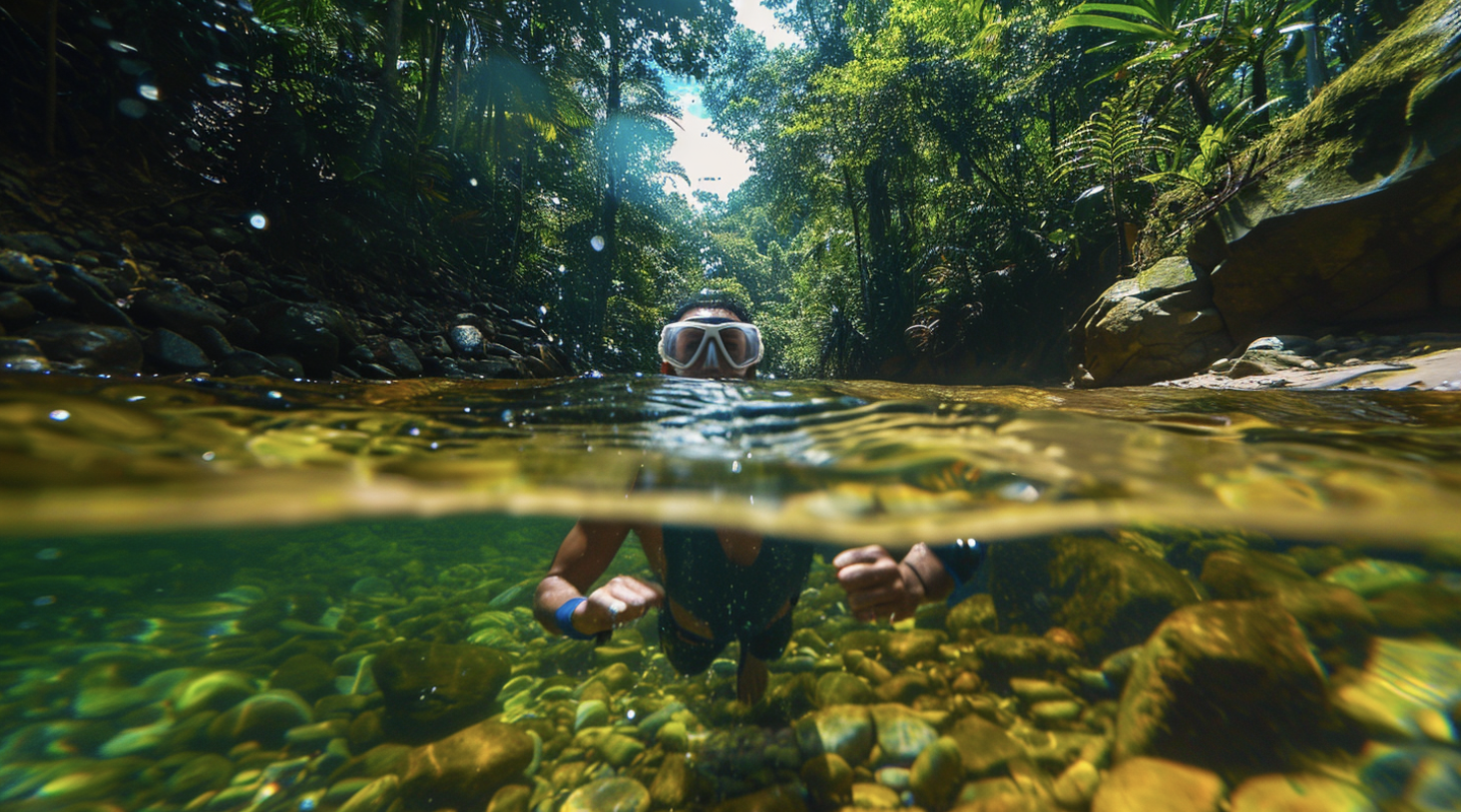 Snorkel en los ríos cristalinos de Caquetá. Colombia.